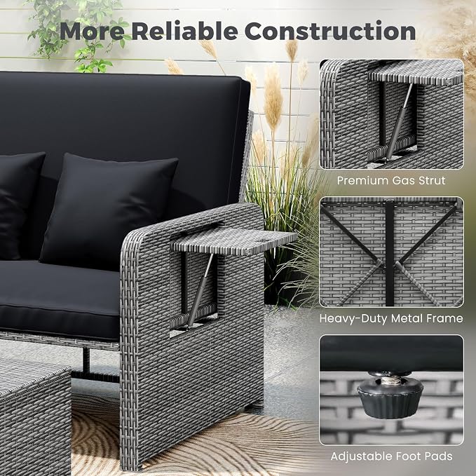 HAPPYGRILL Patio Rattan Wicker Daybed - Image 8