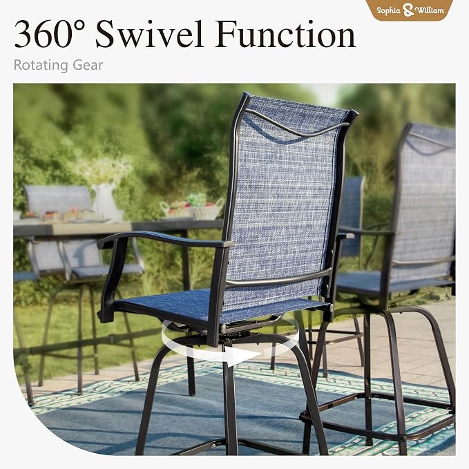 Sophia & William Outdoor Bar Set, Patio Bar Table and Chairs Set, Bar Height - Image 4