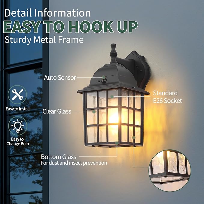 Motion Sensor Dawn to Dusk Sensor Outdoor Wall Light Fixtures Waterproof - Image 5