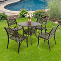 YUSING 5 Piece Patio Bistro Set，Cast Aluminum Antique Copper Outdoor Furniture by YUYUSING