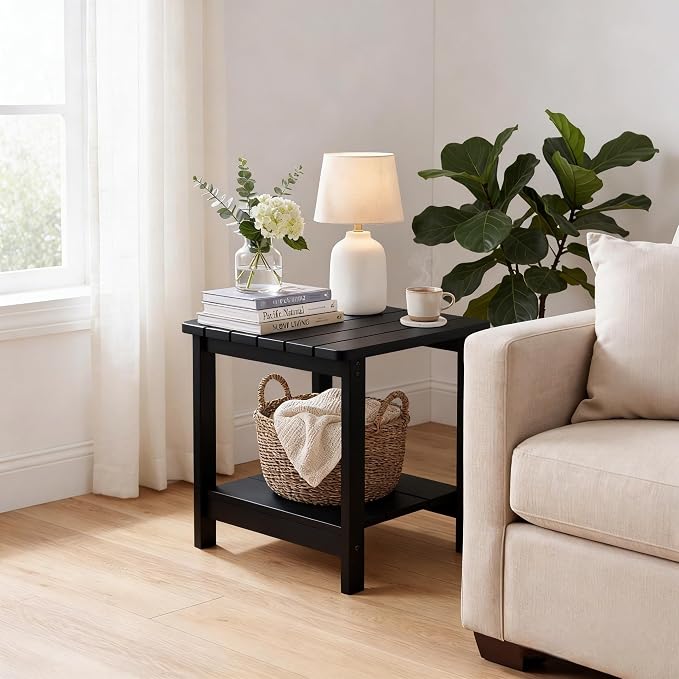 Square Outdoor Side Table Adirondack Side Table, Water-resistant & 2-Tier Small - Image 4
