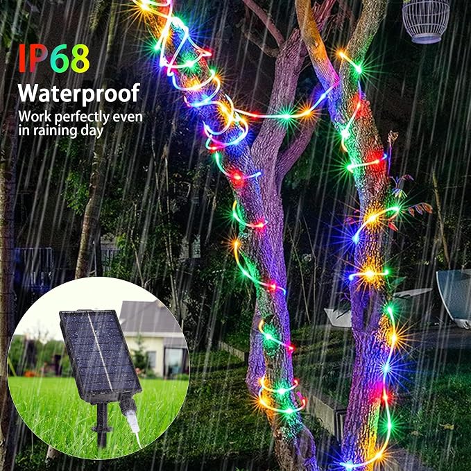 33FT Solar Rope Lights Outdoor Waterproof, 18 Colors Changing Fairy String - Image 4