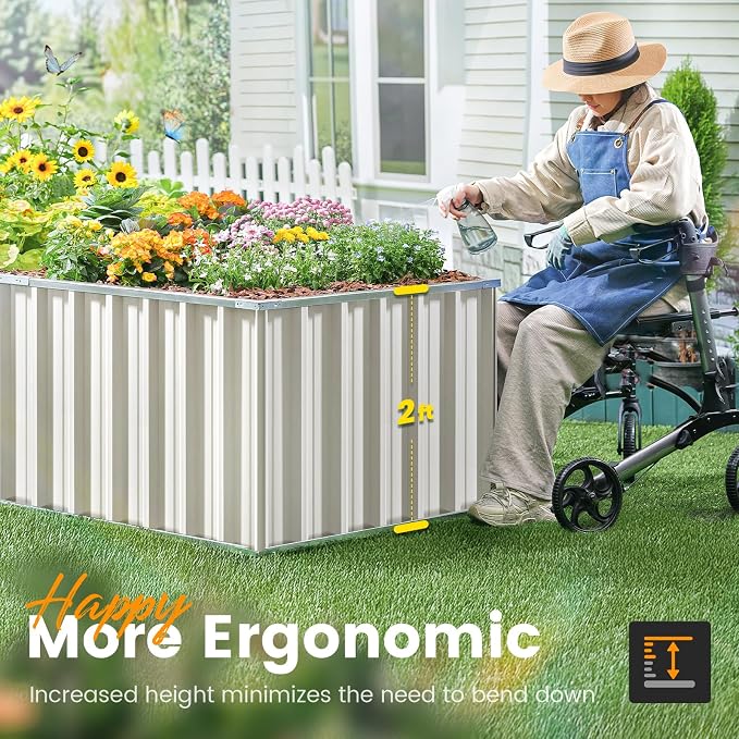 KING BIRD Raised Garden Bed 68" x 36" x 24" Heightened Galvanized Steel Metal - Image 5