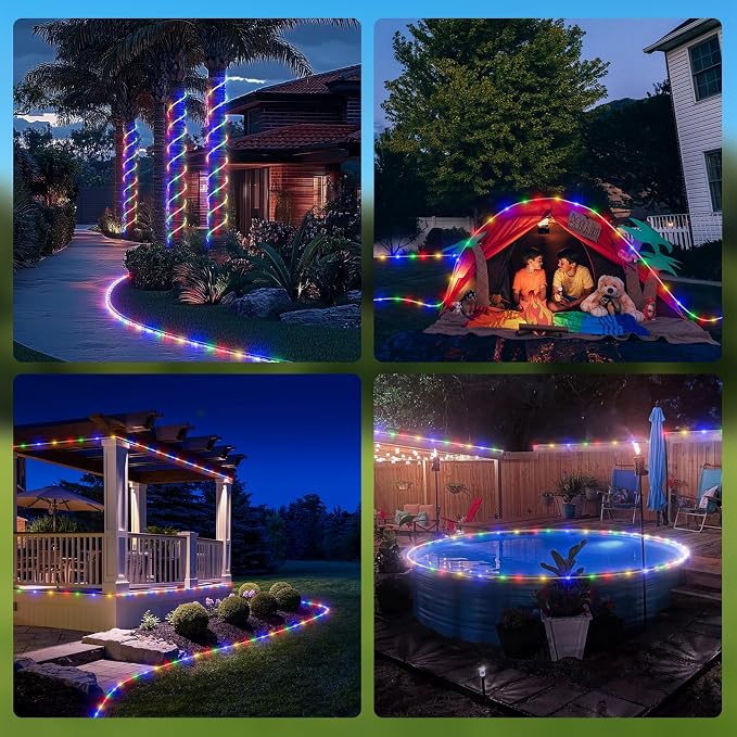 ICRGB Solar Rope Lights Outdoor, 132FT 400 LED Solar Rope Lights, IP67 - Image 8