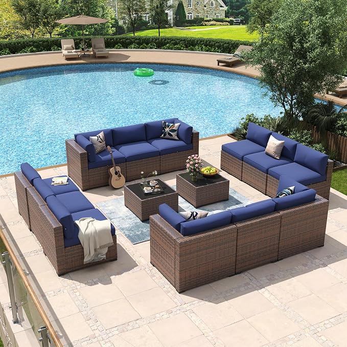 Aoxun 14 Piece Patio Furniture Set Wicker Rattan Patio Conversation Set Outdoor by Aoxun