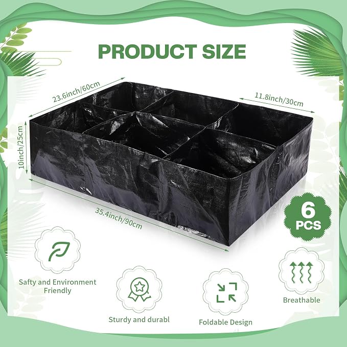 6 Pcs 35 Gallon Fabric Raised Garden Bed Breathable Planting Container Grow Bag - Image 2