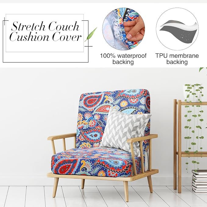 Newwiee 8Pcs Patio Cushion Covers Stretch Outdoor Cushion Cover Replacement - Image 4