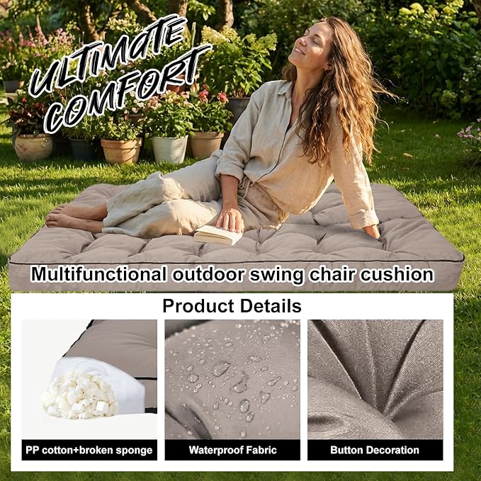 Waterproof Porch Swing Cushion Replacement, 2–3 Seat Swing Seat Cushion - Image 3