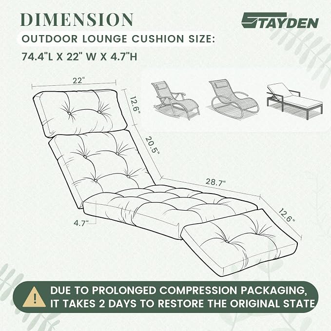 Outdoor Lounge Chair Cushions, Chaise Lounge Chair Cushions Replacement - Image 4