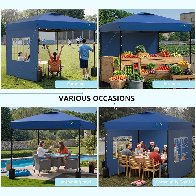 8X8 Pop Up Canopy Tent with 3 Sidewalls, Easy Up Canopy, Commercial Instant - Image 9