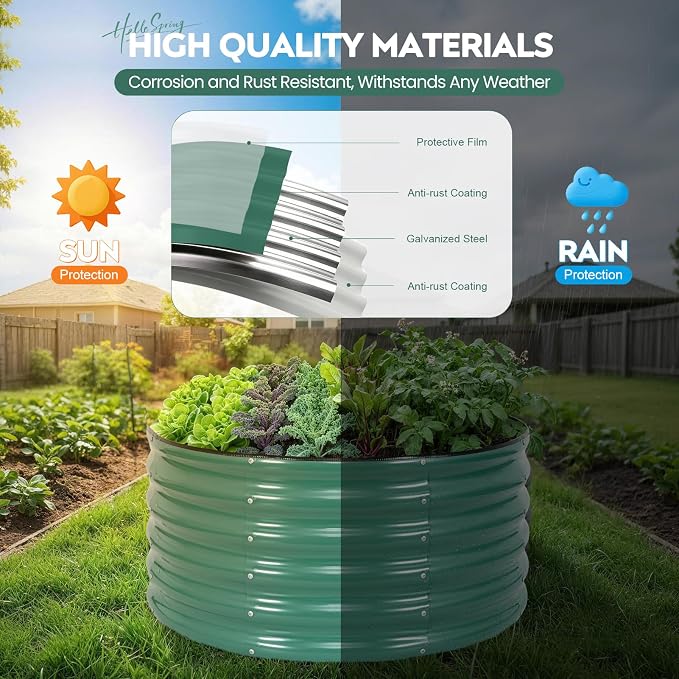 ZORMY Galvanized Raised Garden Bed Outdoor, Round Metal Planter Boxes 2 Pcs - Image 4