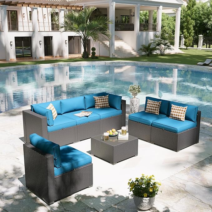 Aoxun Patio Furniture Set, 7 Piece Outdoor Sectional Sofas - Image 7