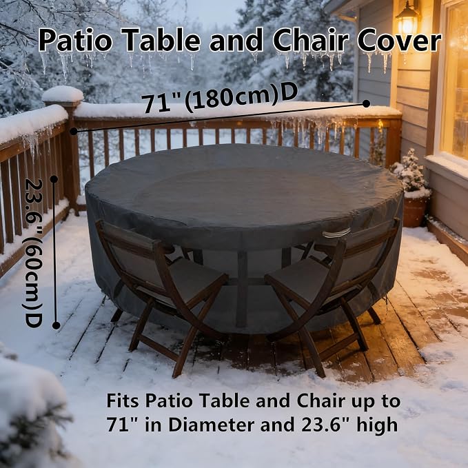 RosieLily Round Patio Furniture Covers Waterproof, Round Covers - Image 2
