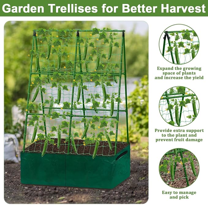 Cucumber Trellis for Garden, 34 X 47 Inches A Frame Gardening Trellis - Image 6