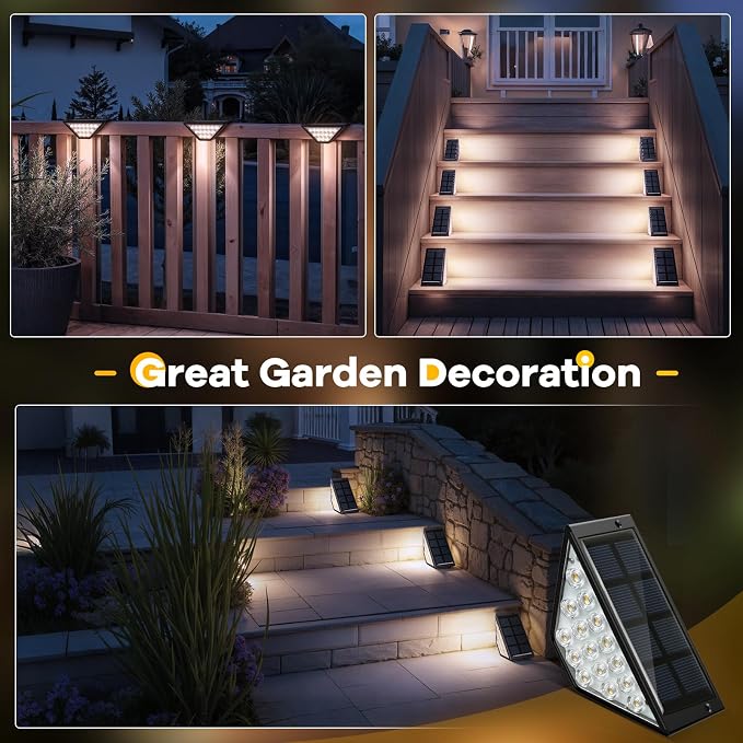 Solar Step Lights for Outside, Solar Stair Lights Outdoor Waterproof, Deck Step - Image 2