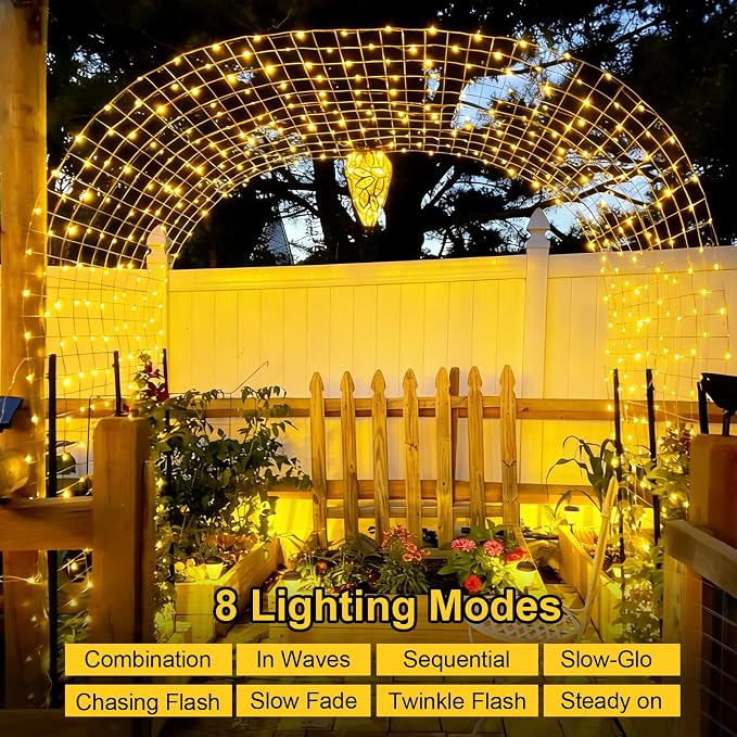 QITONG Solar Fairy Lights, 4 Pack Each 33ft 100 LED Warm White Christmas Light - Image 3