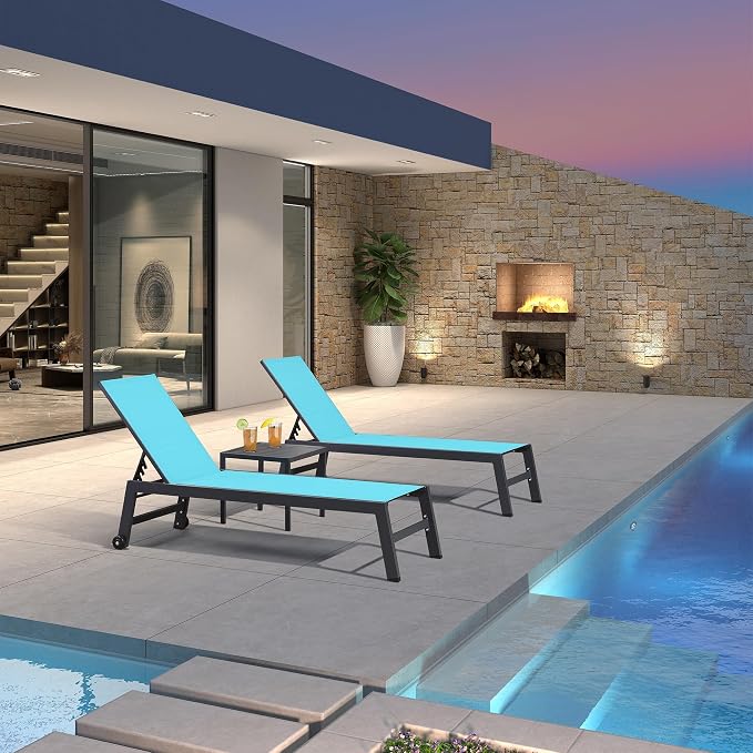 PURPLE LEAF Outdoor Patio Chaise Lounge Set 2 Pieces Pool Lounge Sunbathing - Image 9