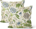 Sage Green Boho Pillow Covers 18x18 Inch 2 Pcs Blue Green Vintage Floral Bird by DAFENA
