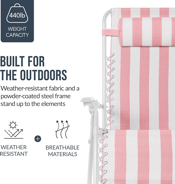 Best Choice Products Set of 2 Extra Wide Adjustable Steel Mesh Zero Gravity - Image 6