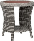 Outsunny 18" Outdoor Wicker Coffee Table, 2-Tier Patio Side Table by Outsunny