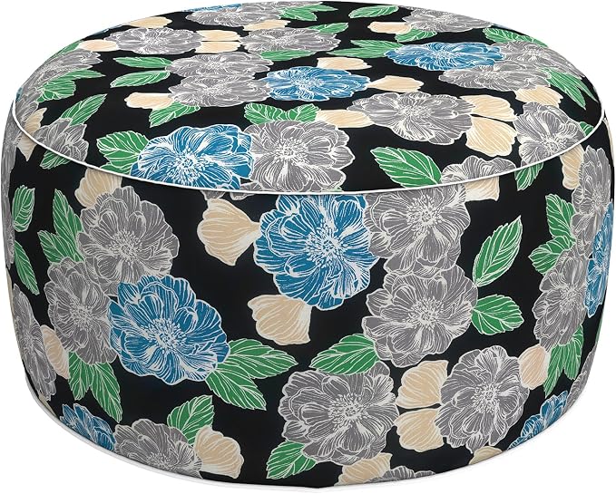 LVTXIII Outdoor Inflatable Ottoman, Fade-Resistant Round Footrest Stool D31”x by LVTXIII