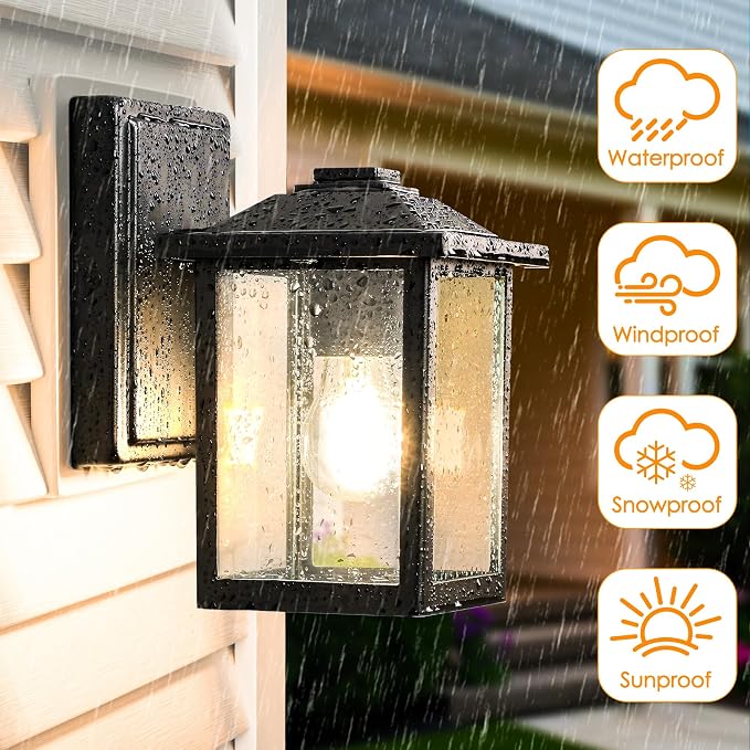 Outdoor Wall Lantern, Exterior Waterproof Wall Sconce Light Fixture, Anti-Rust - Image 3