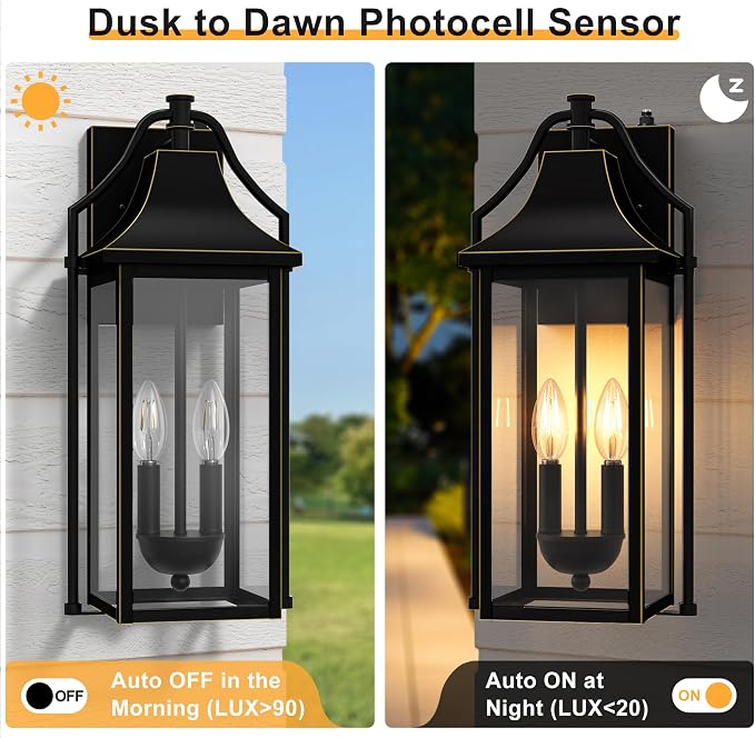  Outdoor Wall Sconce Fixture, Dusk to Dawn Patio Lights Waterproof - Image 7