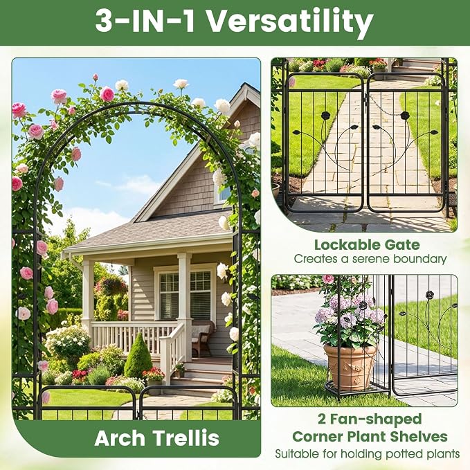 Giantex 87'' Metal Garden Arbor - Image 5
