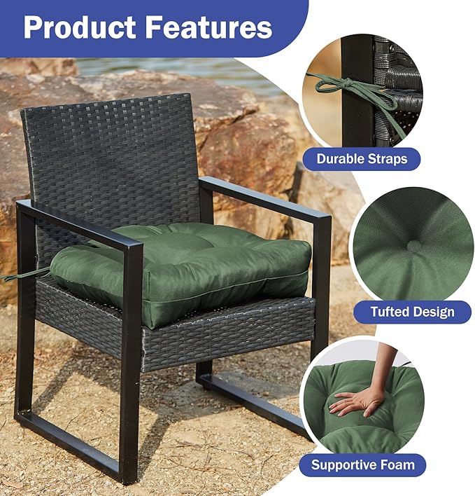 Outdoor Chair Cushions Set of 2, Patio Chair Cushions - Image 5