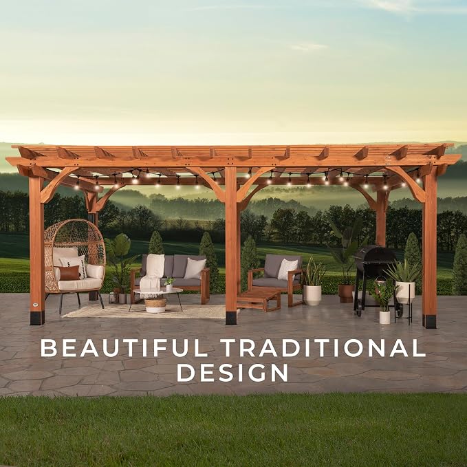 Backyard Discovery Beaumont 20' x 12' Traditional Cedar Wood Pergola Kit - Image 9