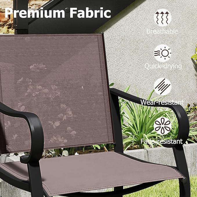 Tangkula Outdoor Bar Stools Set of 4, High Bistro Chairs - Image 5