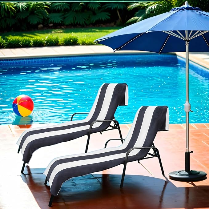 Superior Cabana Cotton Lounge Chair Cover, Outdoor Towel/Chaise Furniture Covers by SUPERIOR