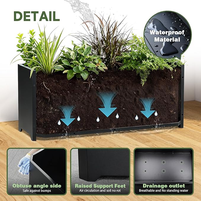 Steel Planter Box-32"x15"x15"-Rectangular Planters - Image 2