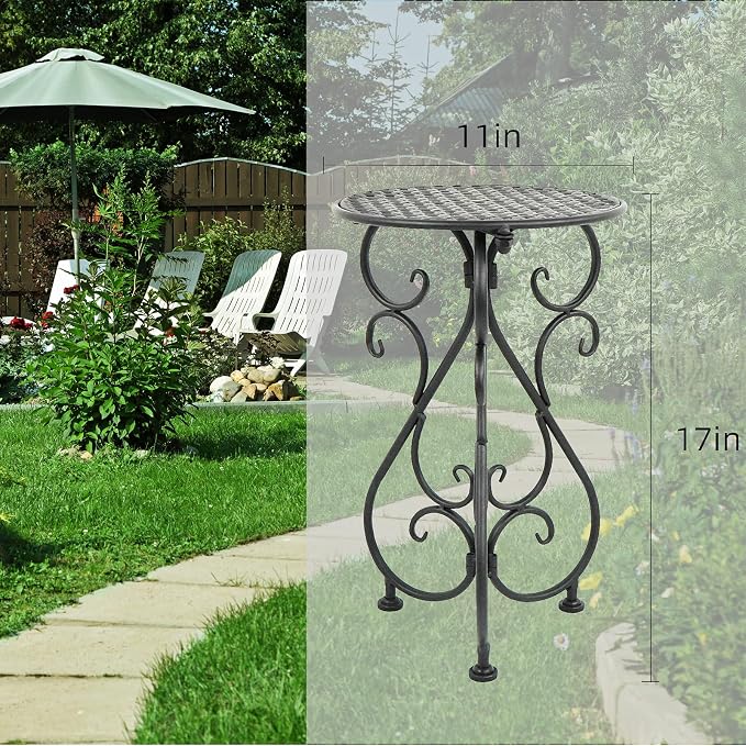 Metal Plant Stands 2 Pack, Heavy Duty Plant Pedestal 17" Tall, Single Flower - Image 3