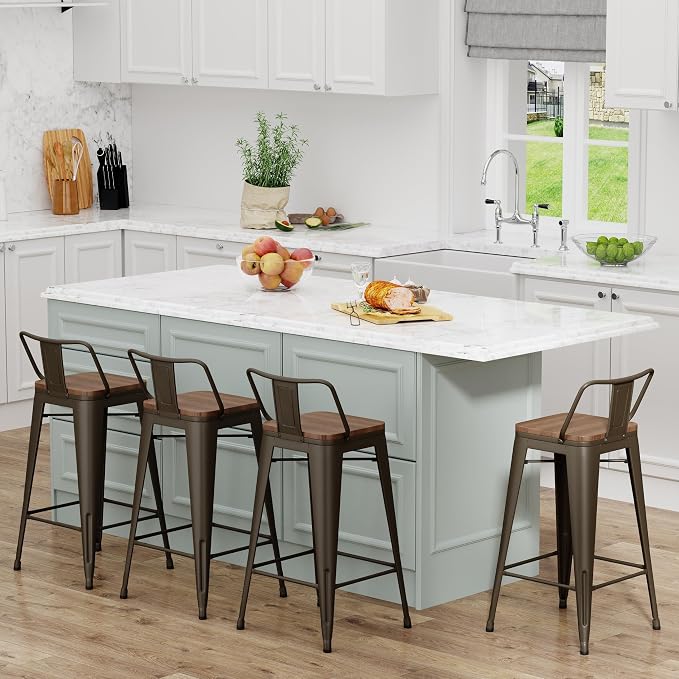 Yongchuang 30 inch Bar Stools Set of 4 Bar Height Metal Barstools - Image 6