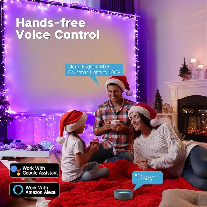 Brizled Smart String Lights, 196ft 600 LED Smart WiFi Color Changing Fairy - Image 4