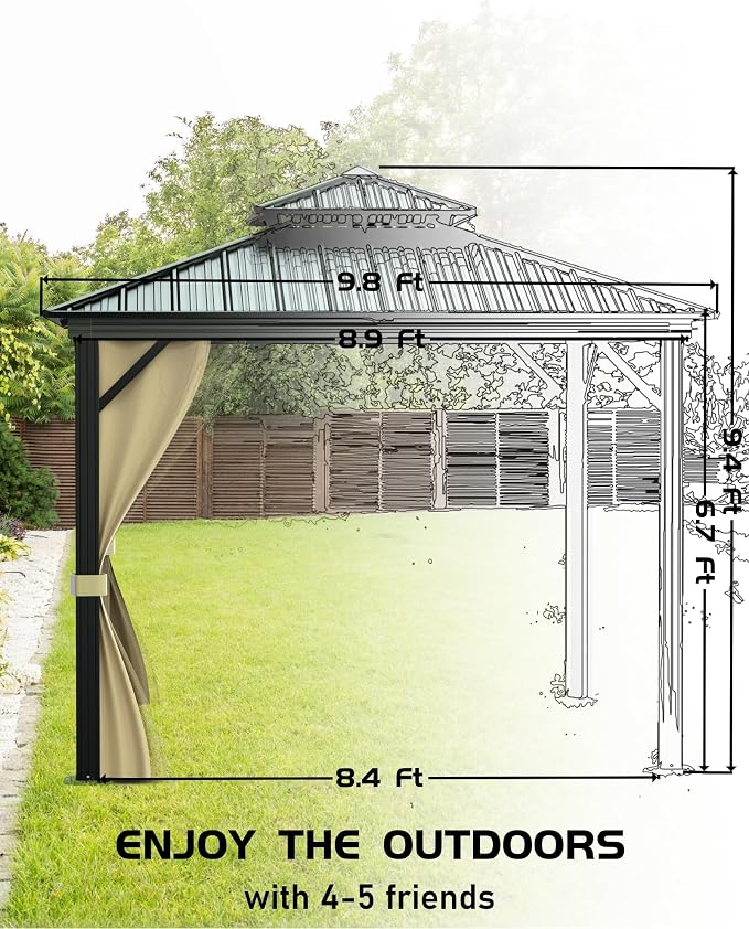 GarveeLife Hardtop Gazebo 10 ft x10 ft - Image 3