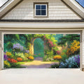 Spring Garden Archway Garage Door Banner 6x13FT, Colorful Flower Path Garage by ANNAQUEEN
