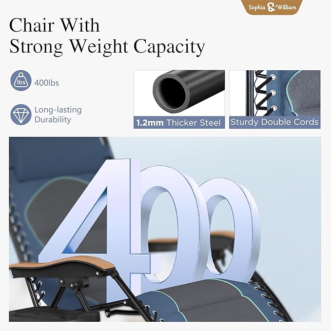 Sophia & William Oversized XXL Zero Gravity Lounge Chair Padded Reclining Lawn - Image 4