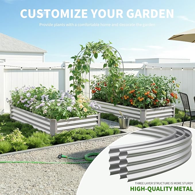 Galvanized Raised Garden Bed, Outdoor Planter Box Metal Patio Kit Planting Bed - Image 7