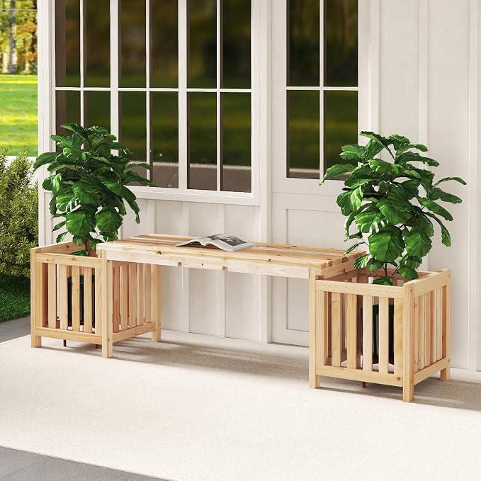 HAPPYGRILL Patio Wooden Bench - Image 2