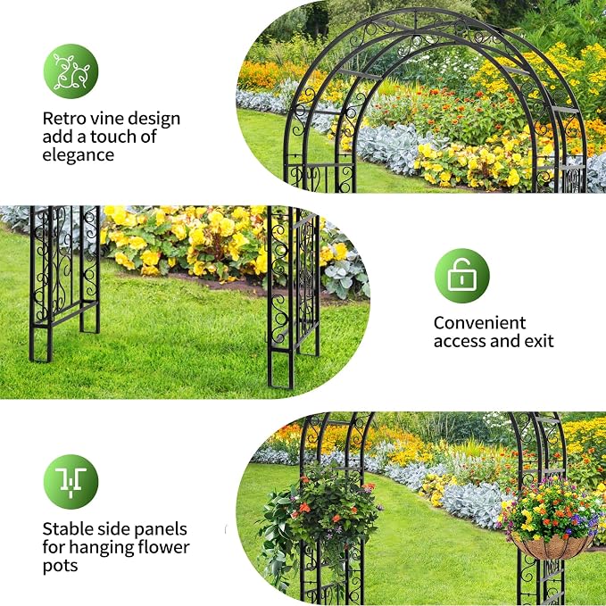 Garden Arch Arbor 83 Inches Tall, Heavy Duty Metal Iron Arbor - Image 4