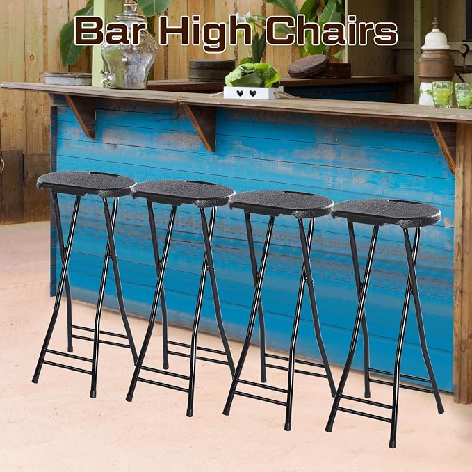 Suzile 2 Pcs Tall Folding Chair Portable Plastic Stool Chair Heavy Duty - Image 7