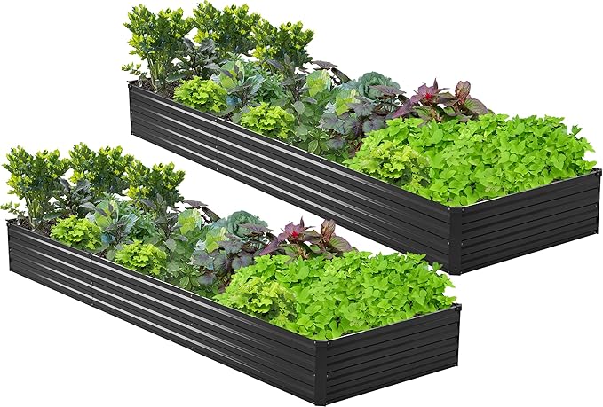 2PCS 12x3x1ft Galvanized Raised Garden Bed Kit, Galvanized Planter Raised by Easllre