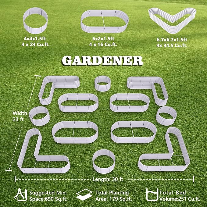 A ANLEOLIFE 12-Pack 4X4X1.5ft & 6X2X1.5ft & 81x81x18 in Deep Root Galvanized - Image 2