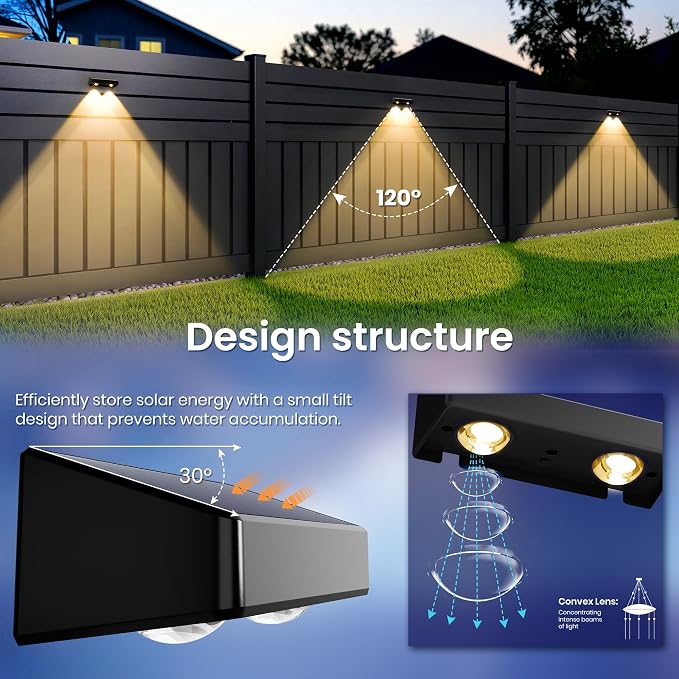 Solar Fence Lights Outdoor, Solar Wall Lights 9 Fixed Colors ＆ Color Changing - Image 6