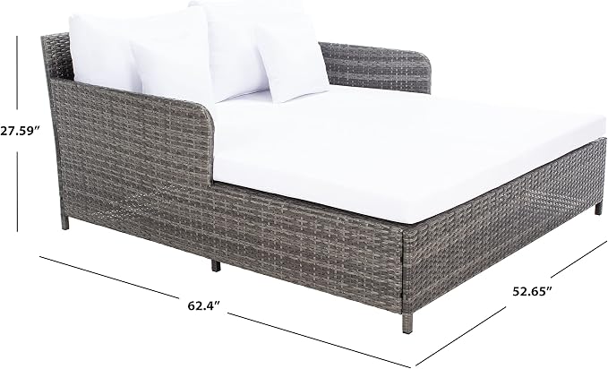 Safavieh Outdoor Collection Cadeo Grey Brown/White Cushion Daybed PAT7500C - Image 3