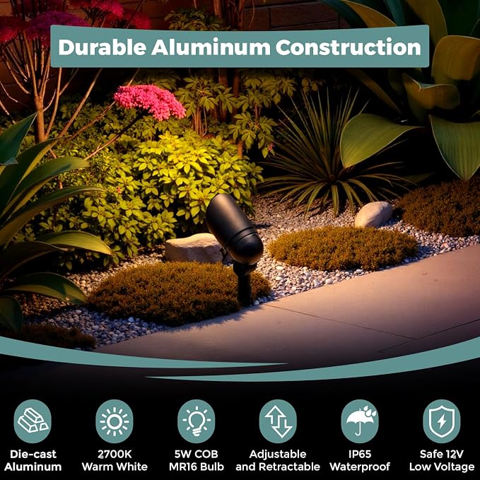 Gardencoin Low Voltage Landscape Spotlight, 12V LED Outdoor Landscape Lighting - Image 2