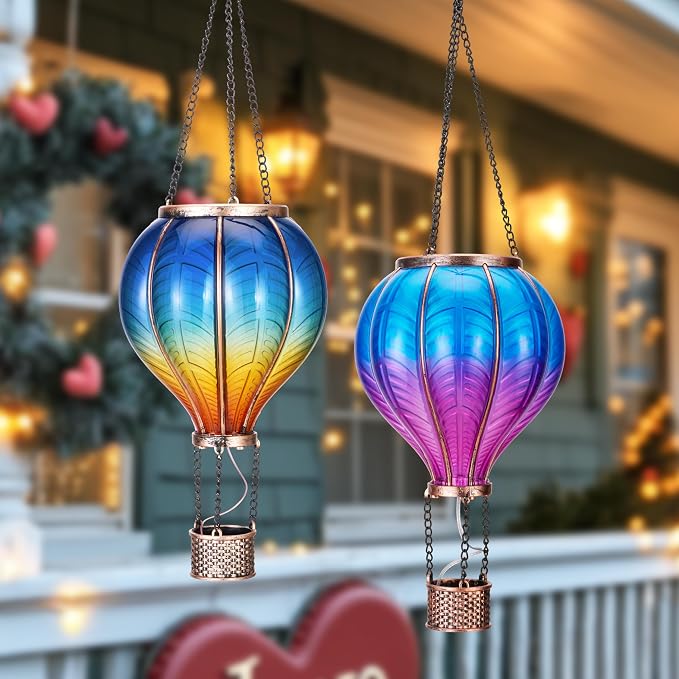 TERESA'S COLLECTIONS 2 Pack Hanging Solar Lantern Outdoor Garden Decor - Image 3