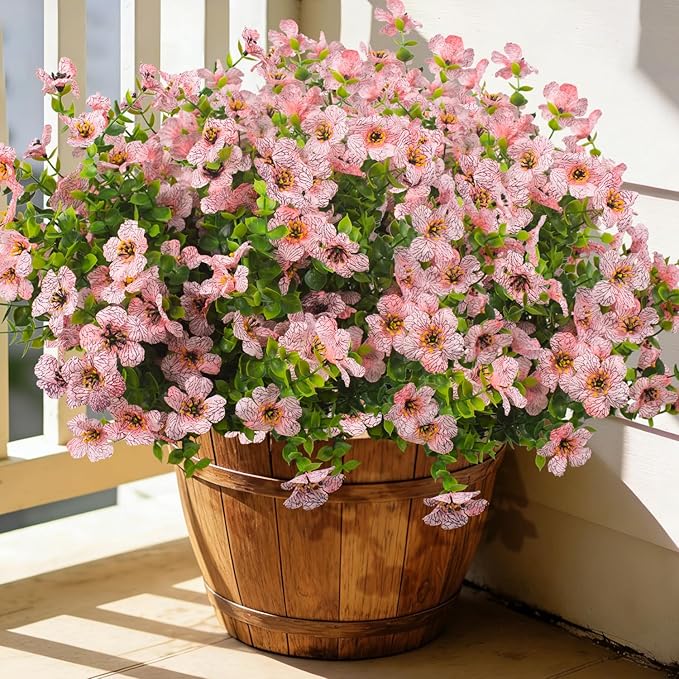 20 Bundles Artificial Flowers for Outdoors, UV Resistant Fake Plants Flowers by Grunyia
